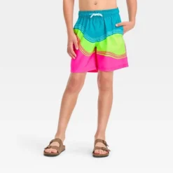 Boys' Wave Swim Shorts - Cat & Jack™ Pink/Neon Green/Turquoise Blue -CAT & JACK Shop GUEST 891f9c09 732b 455e 8b3a 5e8bc75c9ab0