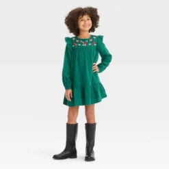 Girls' Long Sleeve Woven Floral Dress - Cat & Jack™ Forest Green -CAT & JACK Shop GUEST 8b069a46 186f 4953 adde b02207cab769
