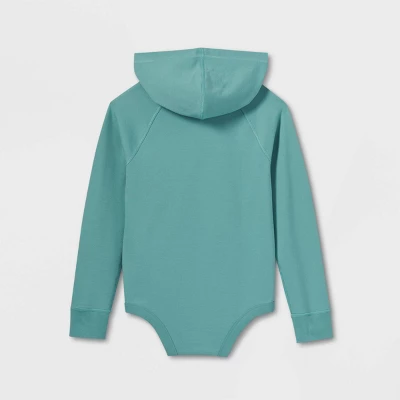 Boys' Adaptive Hooded Adjustable Long Sleeve Bodysuit - Cat & Jack™ Ocean Green 1 Boys' Adaptive Hooded Adjustable Long Sleeve Bodysuit - Cat & Jack™ Ocean Green