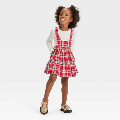 Toddler Girls' Plaid Skirtall Set - Cat & Jack™ Red 3 Toddler Girls' Plaid Skirtall Set - Cat & Jack™ Red - Image 3