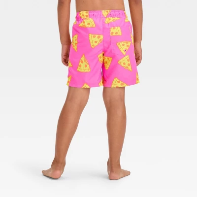 Boys' Pizza Printed Swim Shorts - Cat & Jack™ Pink/Yellow 2 Boys' Pizza Printed Swim Shorts - Cat & Jack™ Pink/Yellow - Image 2