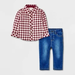 Baby Boys' Flannel Denim Top & Bottom Set - Cat & Jack™ Brown -CAT & JACK Shop GUEST 915a7421 76f4 4d39 8316 aa6a38876c3b
