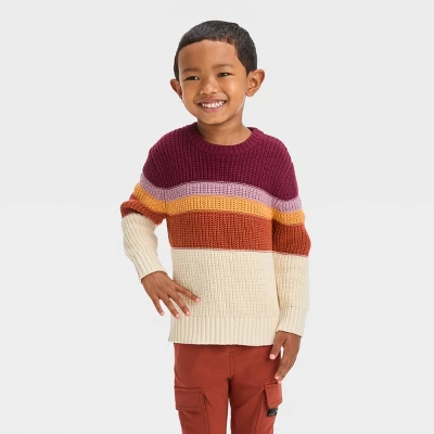 Toddler Boys' Colorblock Sweater - Cat & Jack™ Burgundy 3 Toddler Boys' Colorblock Sweater - Cat & Jack™ Burgundy - Image 3