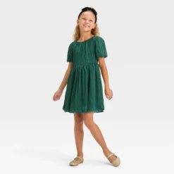 Girls' Short Sleeve Striped Dress - Cat & Jack™ Forest Green -CAT & JACK Shop GUEST 929f6f8e a801 4bdb b616 b18d1dcf94c4