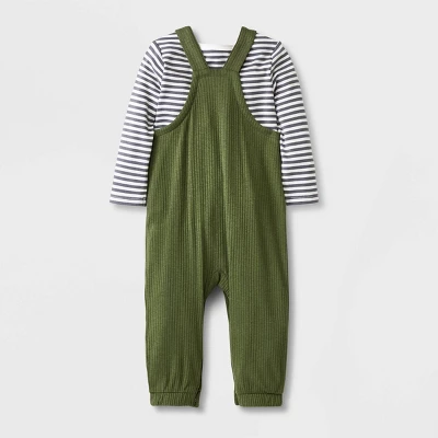 Baby 2pc Long Sleeve Bodysuit & Overalls Set - Cat & Jack™ Olive Green 1 Baby 2pc Long Sleeve Bodysuit & Overalls Set - Cat & Jack™ Olive Green