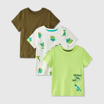 Toddler Boys' 3PK Dino T-Shirt - Cat & Jack™ Green 4 Toddler Boys' 3PK Dino T-Shirt - Cat & Jack™ Green - Image 4
