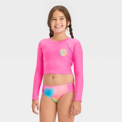 Girls' Rainbow Sparkle Rash Guard Set - Cat & Jack™ Pink 4 Girls' Rainbow Sparkle Rash Guard Set - Cat & Jack™ Pink - Image 4