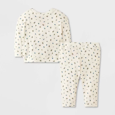 Baby Girls' 2pc Waffle Sweatshirt & Legging Set - Cat & Jack™ 1 Baby Girls' 2pc Waffle Sweatshirt & Legging Set - Cat & Jack™