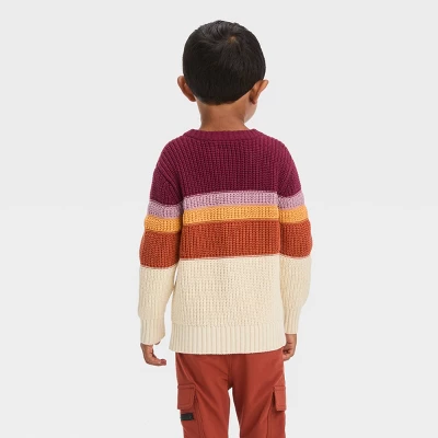 Toddler Boys' Colorblock Sweater - Cat & Jack™ Burgundy 1 Toddler Boys' Colorblock Sweater - Cat & Jack™ Burgundy