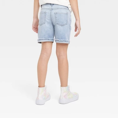 Girls' Cuffed Hem Midi Jean Shorts - Cat & Jack™ 1 Girls' Cuffed Hem Midi Jean Shorts - Cat & Jack™