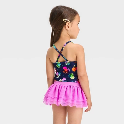 Toddler Girls' Octopus One Piece Swimsuit Set - Cat & Jack™ Purple 3 Toddler Girls' Octopus One Piece Swimsuit Set - Cat & Jack™ Purple - Image 3