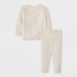 Baby Fluid Bobble Sweater Top & Bottom Set - Cat & Jack™ Cream