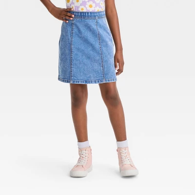 Girls' Seamed Front Jean Skirt - Cat & Jack™ Medium Wash 3 Girls' Seamed Front Jean Skirt - Cat & Jack™ Medium Wash - Image 3