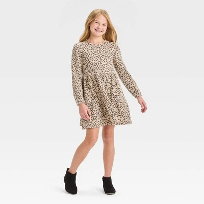 Girls' Long Sleeve Cozy Tiered Dress - Cat & Jack™ 2 Girls' Long Sleeve Cozy Tiered Dress - Cat & Jack™ - Image 2