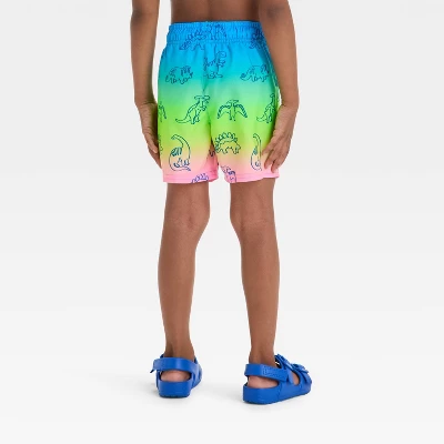 Toddler Boys' Dinosaur Printed Ombre Swim Shorts - Cat & Jack™ 1 Toddler Boys' Dinosaur Printed Ombre Swim Shorts - Cat & Jack™