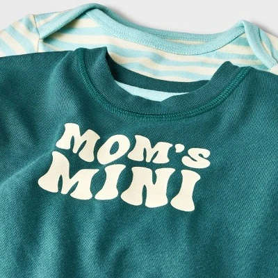 Baby 2pk Mama Romper Set - Cat & Jack™ Turquoise Green 2 Baby 2pk Mama Romper Set - Cat & Jack™ Turquoise Green - Image 2