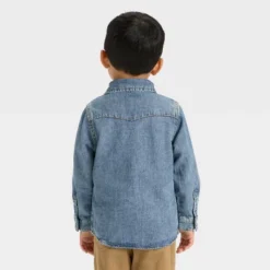 Toddler Boys' Long Sleeve Denim Button-Up Jacket - Cat & Jack™ Dark Wash