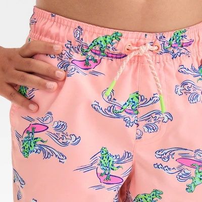 Boys' Surf Dinosaur Printed Swim Shorts - Cat & Jack™ Orange 1 Boys' Surf Dinosaur Printed Swim Shorts - Cat & Jack™ Orange