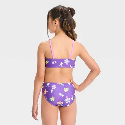 Girls' Simple Tropical Bikini Set - Cat & Jack™ Purple 2 Girls' Simple Tropical Bikini Set - Cat & Jack™ Purple - Image 2