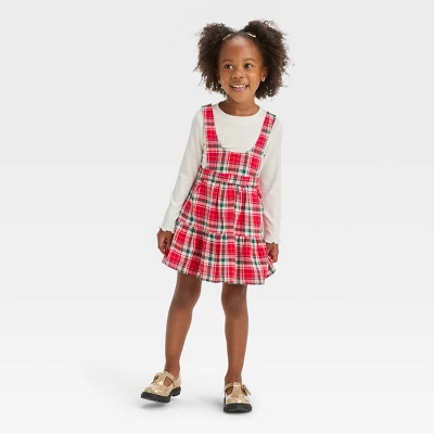 Toddler Girls' Plaid Skirtall Set - Cat & Jack™ Red 2 Toddler Girls' Plaid Skirtall Set - Cat & Jack™ Red - Image 2