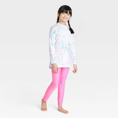 Girls' Swim Leggings - Cat & Jack™️ Pink 2 Girls' Swim Leggings - Cat & Jack™️ Pink - Image 2