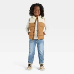 Toddler Boys' Dressy Faux Shearling Puffer Vest - Cat & Jack™ Brown -CAT & JACK Shop GUEST b6cd05fd 8afc 48ea b912 c5b9a76a7a9c