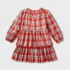 Toddler Girls' Adaptive Abdominal Access Long Sleeve Plaid Tiered Woven Dress - Cat & Jack™ Red
