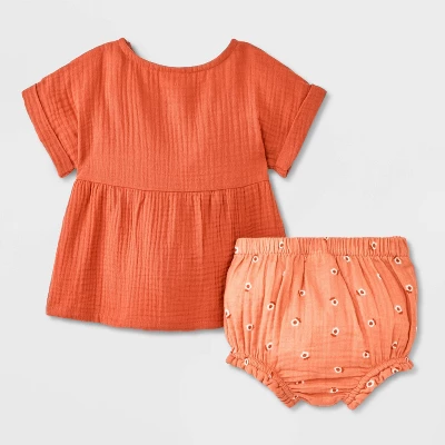 Baby Girls' Short Sleeve Gauze Short Set - Cat & Jack™ 1 Baby Girls' Short Sleeve Gauze Short Set - Cat & Jack™