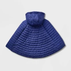 Girls' Adaptive Quilted Cape Jacket - Cat & Jack™ Navy Blue