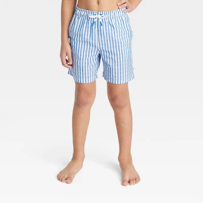Boys' Striped Seersucker Swim Trunks - Cat & Jack™ Blue 3 Boys' Striped Seersucker Swim Trunks - Cat & Jack™ Blue - Image 3