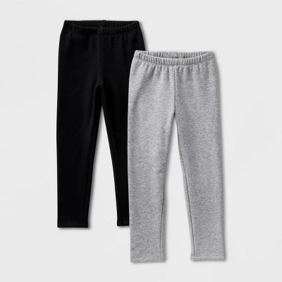 Toddler Girls' 2pk Leggings Set - Cat & Jack™ Black/Gray 3 Toddler Girls' 2pk Leggings Set - Cat & Jack™ Black/Gray - Image 3