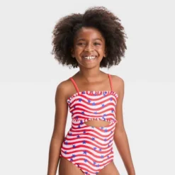 Girls' Striped Star One Piece Swimsuit - Cat & Jack™ -CAT & JACK Shop GUEST bbc3853f 7c1d 4b0f 8a43 01ffb72dc4f0