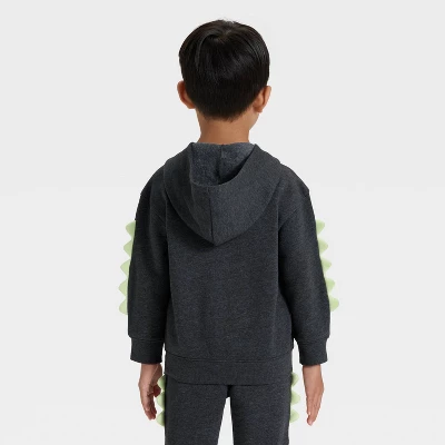 Toddler Boys' Halloween Dino Zip-Up Hoodie - Cat & Jack™ Black 2 Toddler Boys' Halloween Dino Zip-Up Hoodie - Cat & Jack™ Black - Image 2