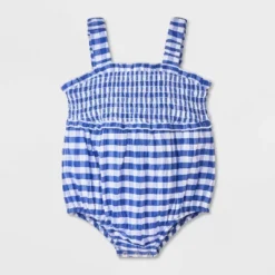 Baby Girls' Gingham Romper - Cat & Jack™ Blue -CAT & JACK Shop GUEST c0416217 1851 4c7a 8dff 573afe7e6572