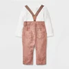 Baby Boys' Jaspe Flannel Suspender Set - Cat & Jack™ Cream