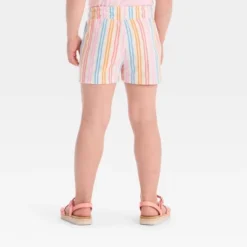 Toddler Girls' Painted Striped Shorts - Cat & Jack™ 2T: Midweight French Terry, Elastic Waistband