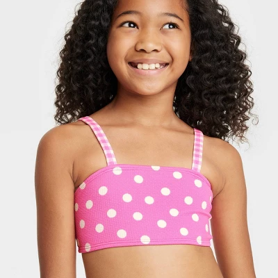 Girls' Gingham Spots Polka Dots Bikini Set - Cat & Jack™ Pink 1 Girls' Gingham Spots Polka Dots Bikini Set - Cat & Jack™ Pink