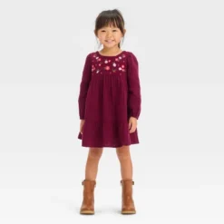 Toddler Girls' Floral Long Sleeve Dress - Cat & Jack™ Burgundy -CAT & JACK Shop GUEST c3be0877 ed35 4195 845a e8c6e7195eee