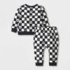 Baby 2pc Checkered Sweatshirt & Jogger Pants Set - Halloween - Cat & Jack™ Black