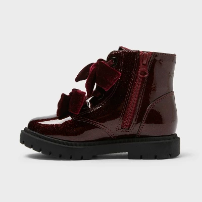 Toddler Estes Shimmer Combat Boots - Cat & Jack™ Burgundy 1 Toddler Estes Shimmer Combat Boots - Cat & Jack™ Burgundy