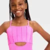 Girls' 'Mermaid Dazzle' Solid One Piece Swimsuit - Cat & Jack™ Pink -CAT & JACK Shop GUEST c7f0f7f3 a048 4d5c b9c9 751597df090d