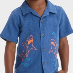 Toddler Boys' Embroidered Shark T-Shirt - Cat & Jack™ Dark Blue