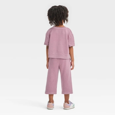 Toddler Girls' Cropped Pants Set - Cat & Jack™ Purple 1 Toddler Girls' Cropped Pants Set - Cat & Jack™ Purple