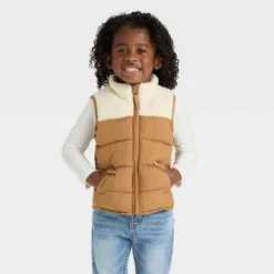 Toddler Boys' Dressy Faux Shearling Puffer Vest - Cat & Jack™ Brown -CAT & JACK Shop GUEST cb0efede 26e6 422a 90dc dca84a64322a
