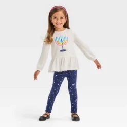 Toddler Girls' Menorah Long Sleeve Top & Star Leggings Set - Cat & Jack™ Cream -CAT & JACK Shop GUEST cb3c5542 8b5a 4003 ab2d 4f9d51d97321