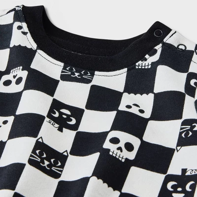 Baby 2pc Checkered Sweatshirt & Bottom Set - Cat & Jack™ Black 2 Baby 2pc Checkered Sweatshirt & Bottom Set - Cat & Jack™ Black - Image 2