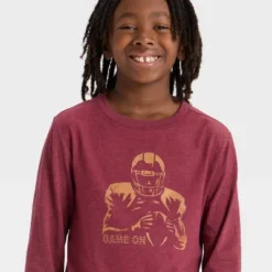Boys' Long Sleeve 'Game On' Graphic T-Shirt - Cat & Jack™ Maroon