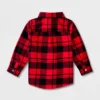 Toddler Boys' Adaptive Long Sleeve Button-Down Flannel Shirt - Cat & Jack™ Red