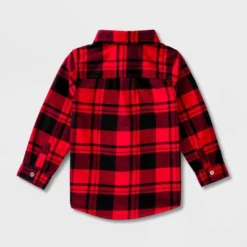 Toddler Boys' Adaptive Long Sleeve Button-Down Flannel Shirt - Cat & Jack™ Red