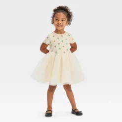 Toddler Girls' Floral Short Sleeve Knit Tulle Dress - Cat & Jack™ Off-White -CAT & JACK Shop GUEST ccee2d9f 71f7 484b aea4 3a052af9bd58